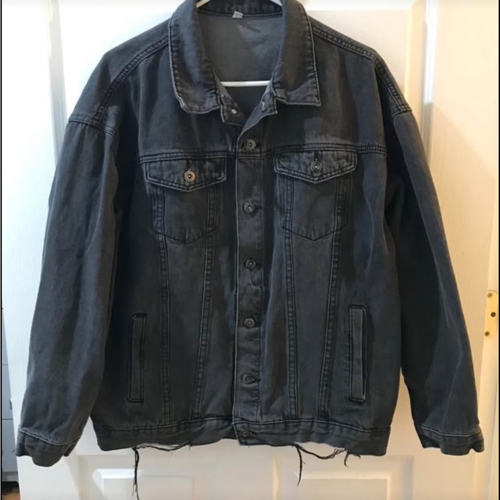 Shein Black Oversized Distressed Denim Jacket - Women’s Size Small